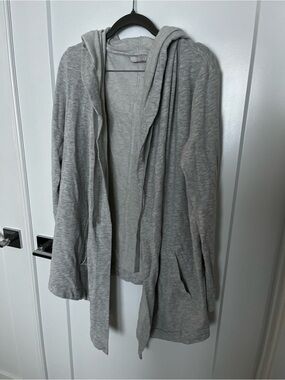 Athleta Heather Gray Hooded Open-Front Cardigan